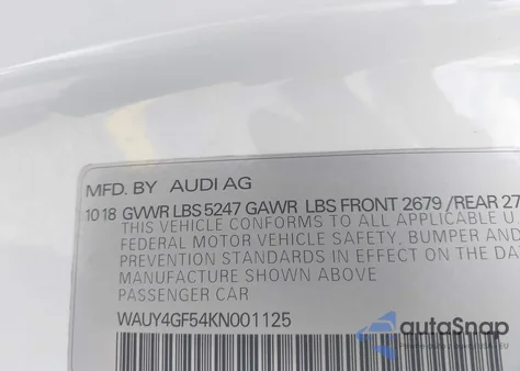 2019 Audi S5 3.0T Premium Plus from USA, damaged, VIN WAUY4GF54KN001125